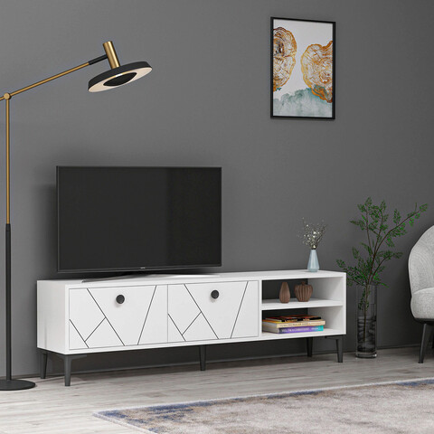 Comoda tv, olivia, clara, 150x45x29.6 cm, pal, alb