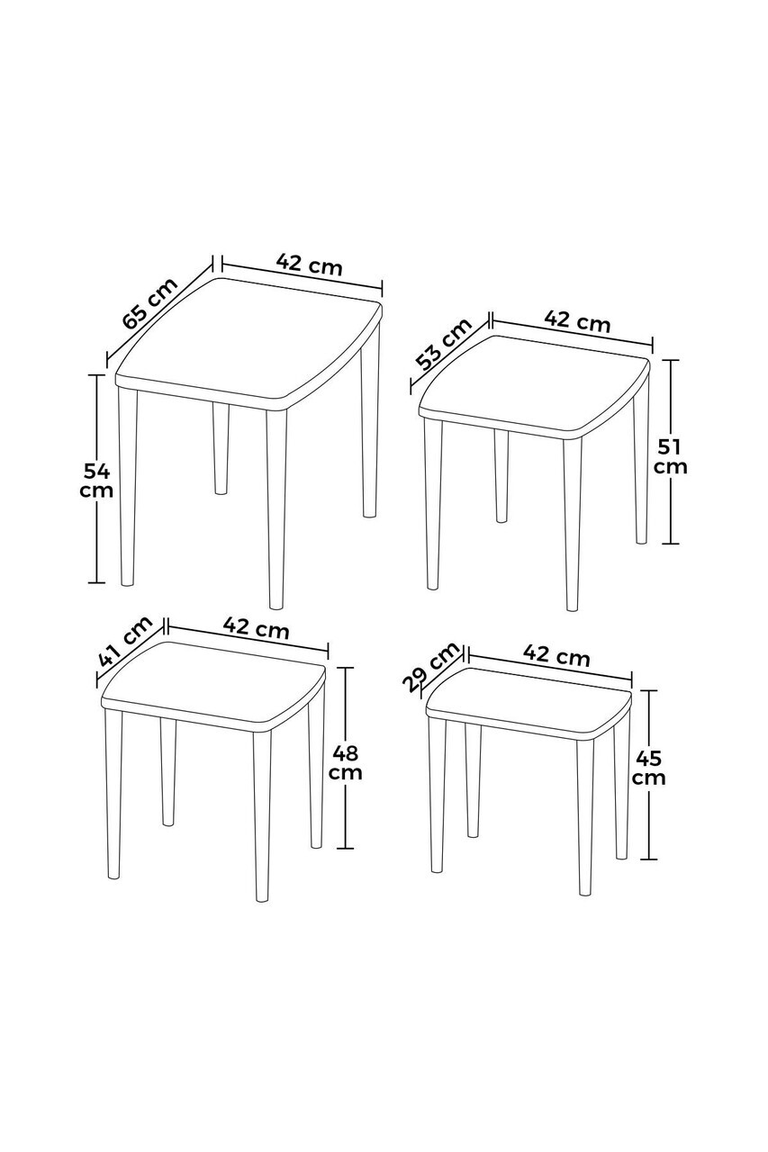 Set masute Nesting 4 piese, Hanah Home, Telwe, Antracit — imaginea 3