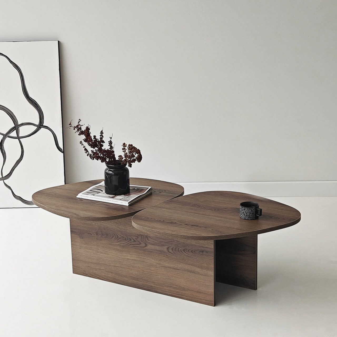 Masuta de cafea, Hanah Home, Stones, 125x38x60 cm, Maro - view 6