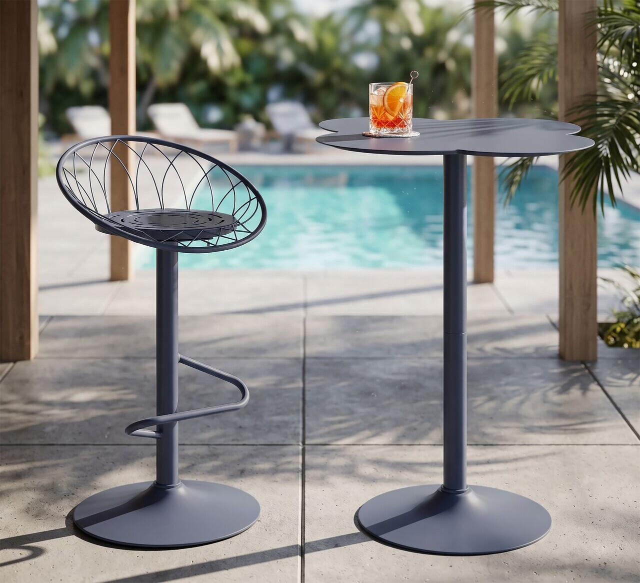 Scaun de bar, Mauro Ferretti, Clox, 49x45x92 cm, metal, mov - imagine 3