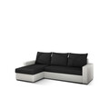 Coltar extensibil reversibil 3 locuri ELTAP, Livio, 237x150x72 cm, lemn/poliester, negru/alb