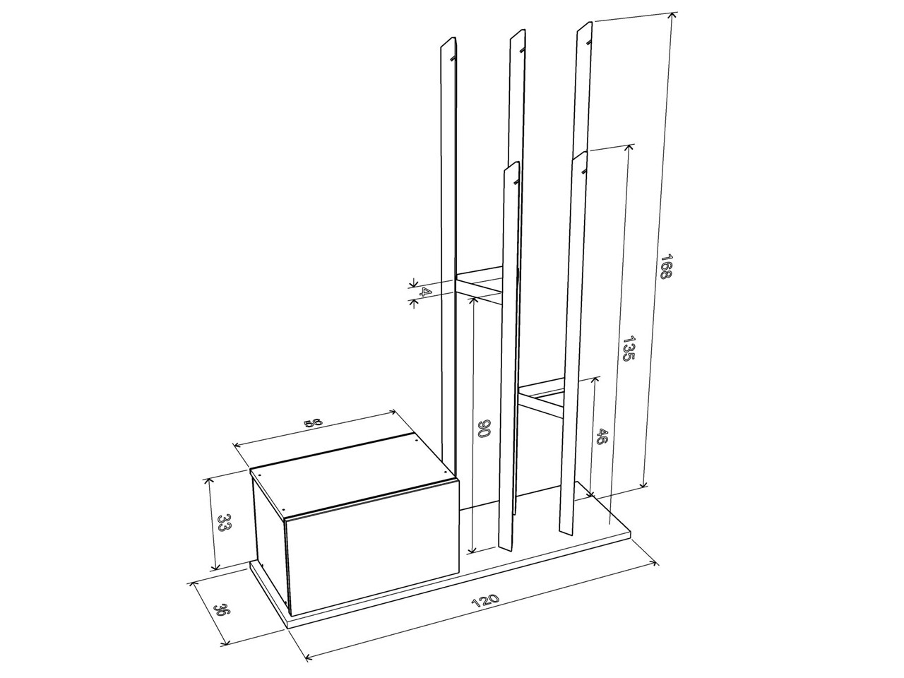 Cuier Cu Pantofar Rafevi Katana, 120 X 36 X 168 Cm, PAL/lemn, Turcoaz