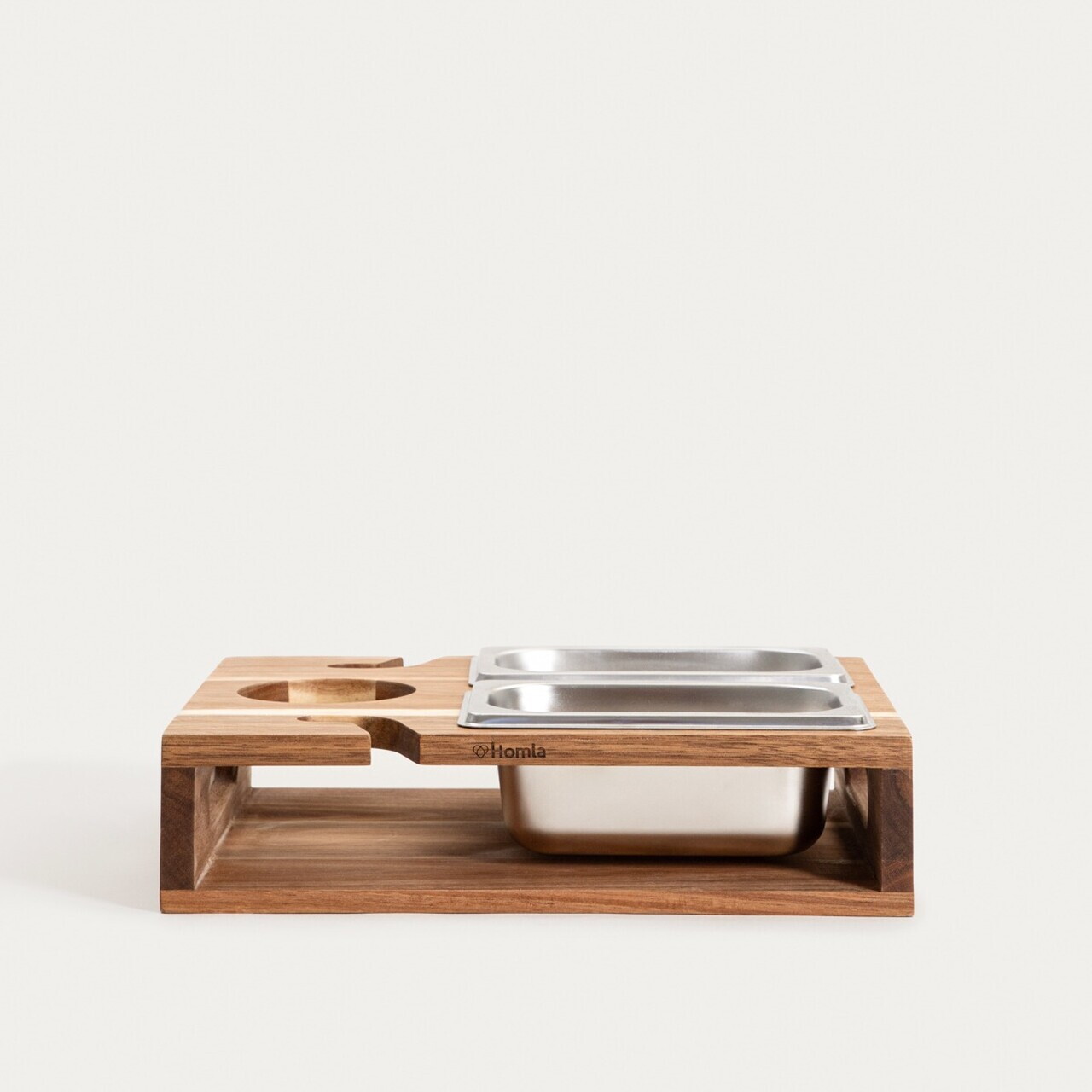 Set pentru servire Edmore, Homla, 31x25x8 cm, lemn/inox, natur/argintiu - view 2
