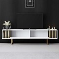Comoda TV, Bexley, Gold Line, Alb/Auriu