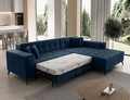 Coltar extensibil dreapta 4 locuri ELTAP, Sol-40, Solange, 292x196x84 cm, lemn/poliester, albastru inchis