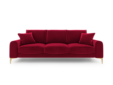 Canapea, Madara, Mazzini Sofas, 3 locuri, gold legs, 222x102x90 cm, catifea, rosu vin