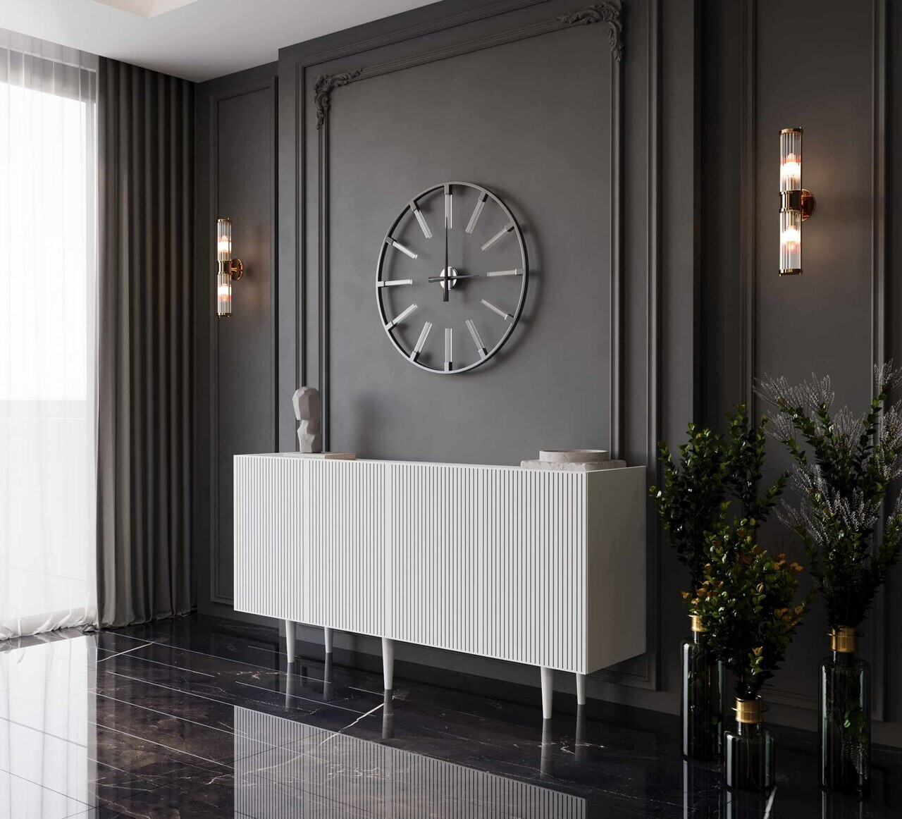 Consola, Hanah Home, Capella 160, 160x60x40 cm, MDF, Alb - view 2