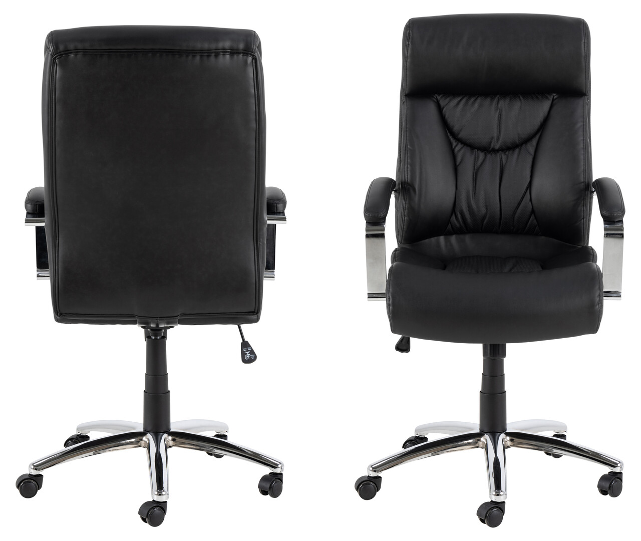 Scaun de birou Benson, Actona, 64.5x83x120 cm, rotativ, piele ecologica/otel, negru - view 8
