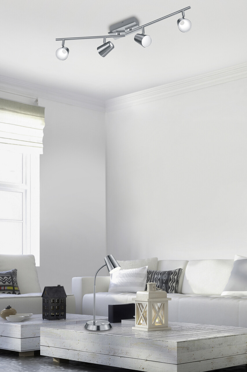 Lampa de masa Narcos, TRIO, 15x38 cm, 6.9W, 1x SMD, metal, nichel mat