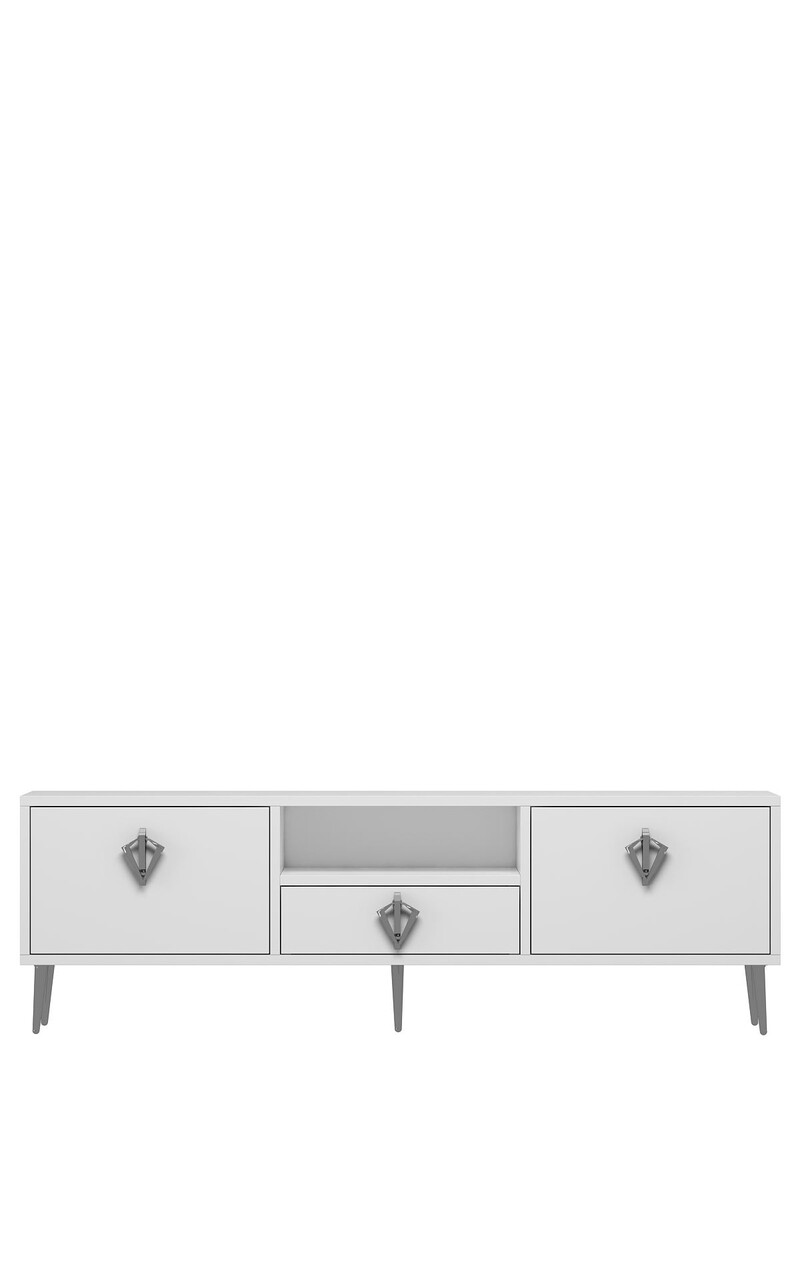 Comoda TV, Hanah Home, 1313-DROP-32, 140x45x30 cm, PAL , Alb / Argintiu - view 3