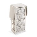 Masa de calcat pliabila cu spatiu de depozitare Versa, cu 4 cosuri, 110x30x85 cm, lemn