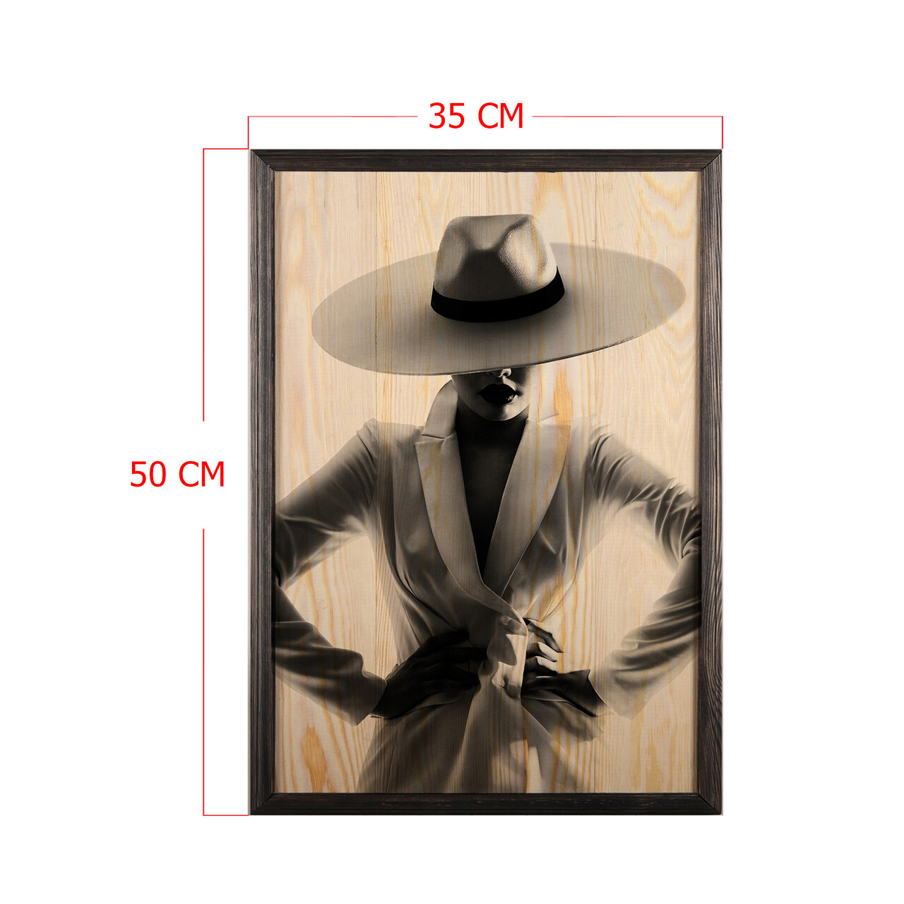 Tablou decorativ, Woman Hat, Lemn, Lemn, Multicolor