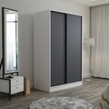 Dulap pentru haine, Minerva, Kale White Anthracite, 120x190x60 cm, PAL, Alb / Antracit