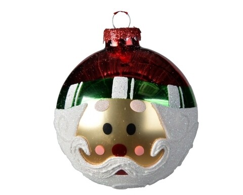 Set 3 globuri Santa face, Decoris, Ø8 cm, sticla, multicolor