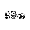 Decoratiune de perete, Pandas, Metal, 18 x 26 cm, Negru