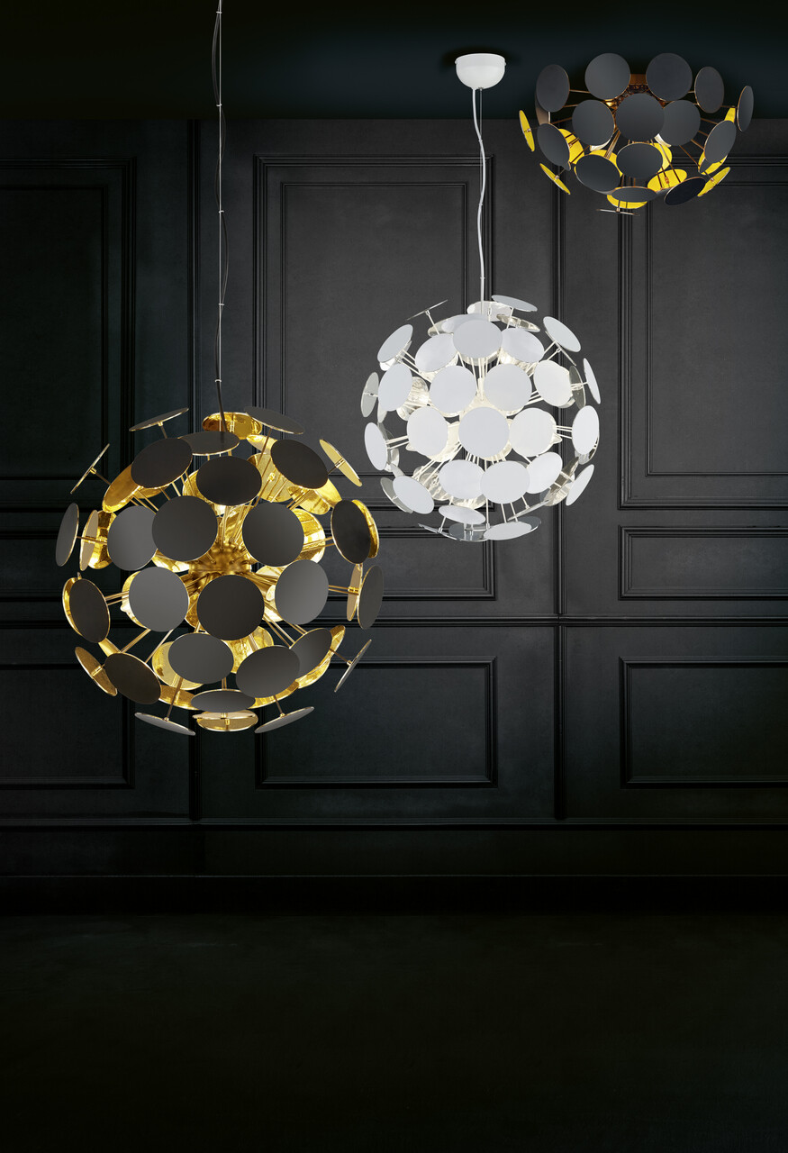 Plafoniera Discalgo, TRIO, 54x30 cm, 40W, 3x E14, metal, negru mat/auriu