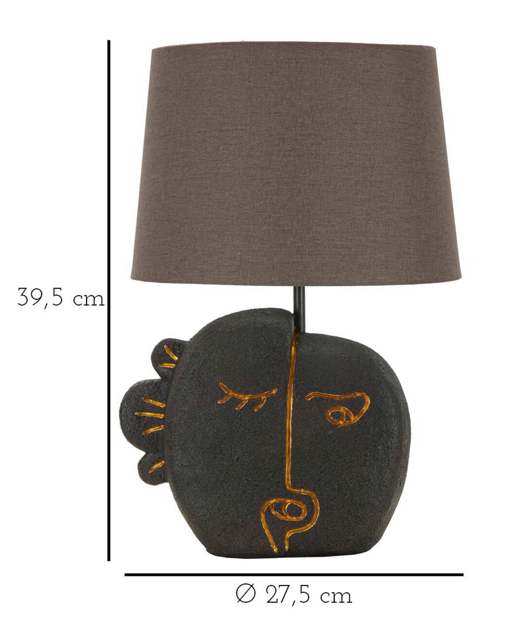 Lampa de masa Tribal -B, Mauro Ferretti, 1x E27, 40W, 27.5x39.5 cm, polirasina/fier/textil, maro/auriu - 1 | YEO