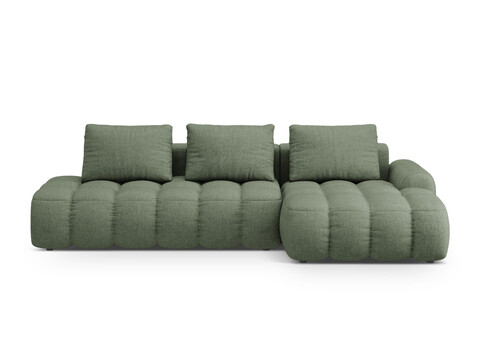 Coltar extensibil dreapta 3 locuri, Linz, Cosmopolitan Design, 275x142x84 cm, cotiera stanga, tesatura structurata, verde oliv inchis