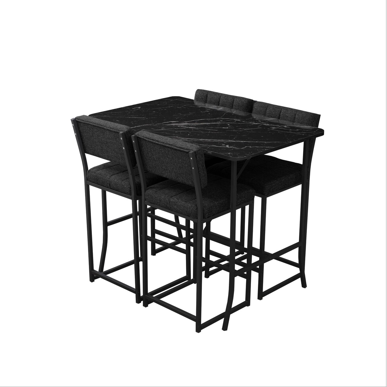 Set masa si 4 scaune de bar, Hanah Home, Retro, Antracit / Negru - imagine 4