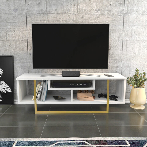 Comoda tv, retricy, asal 120, 120x35.2x40.2 cm, pal, aur/alb