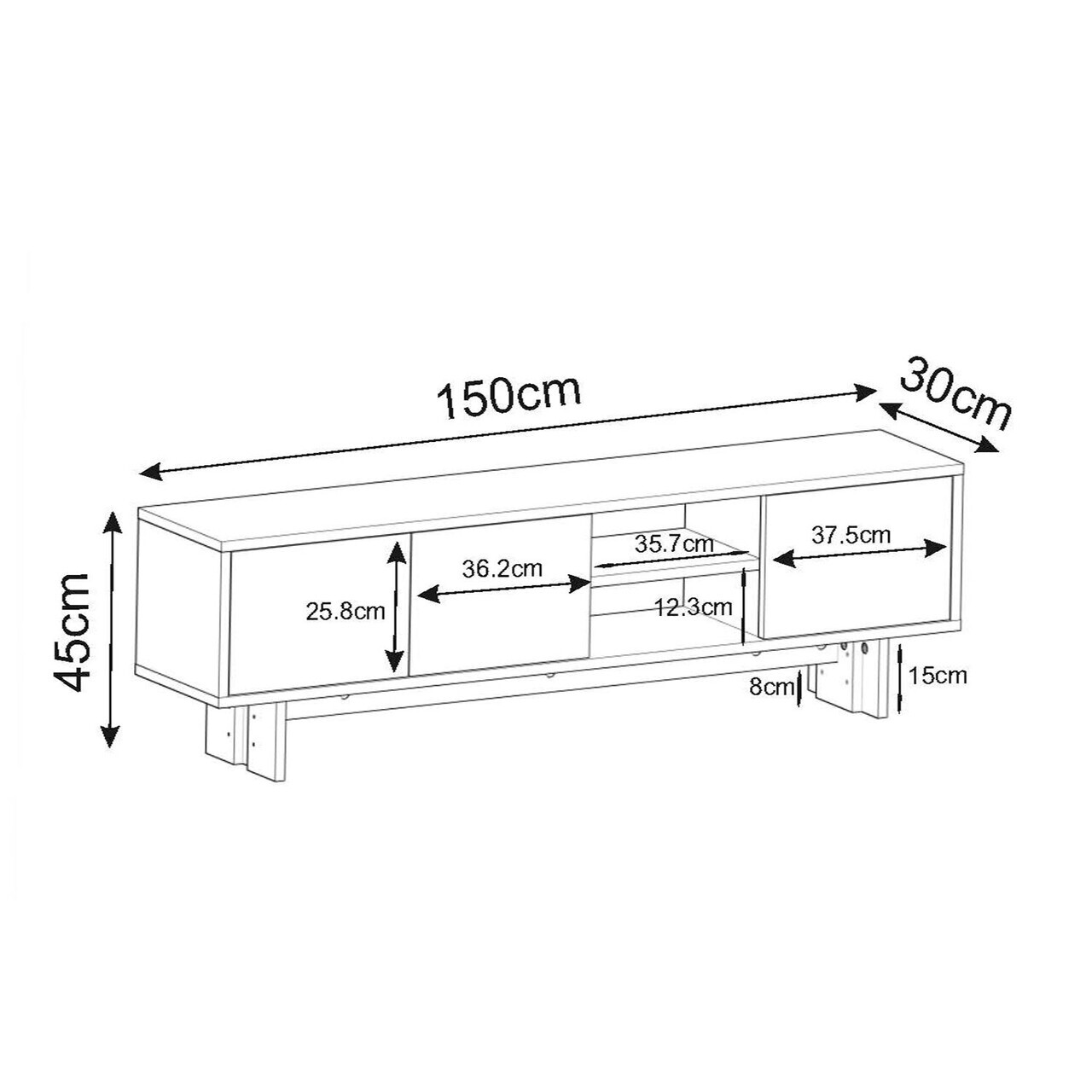 Comoda TV, Hanah Home, Ravello, 150x45x30 cm, PAL, Stejar cald / Stejar safir — imaginea 6