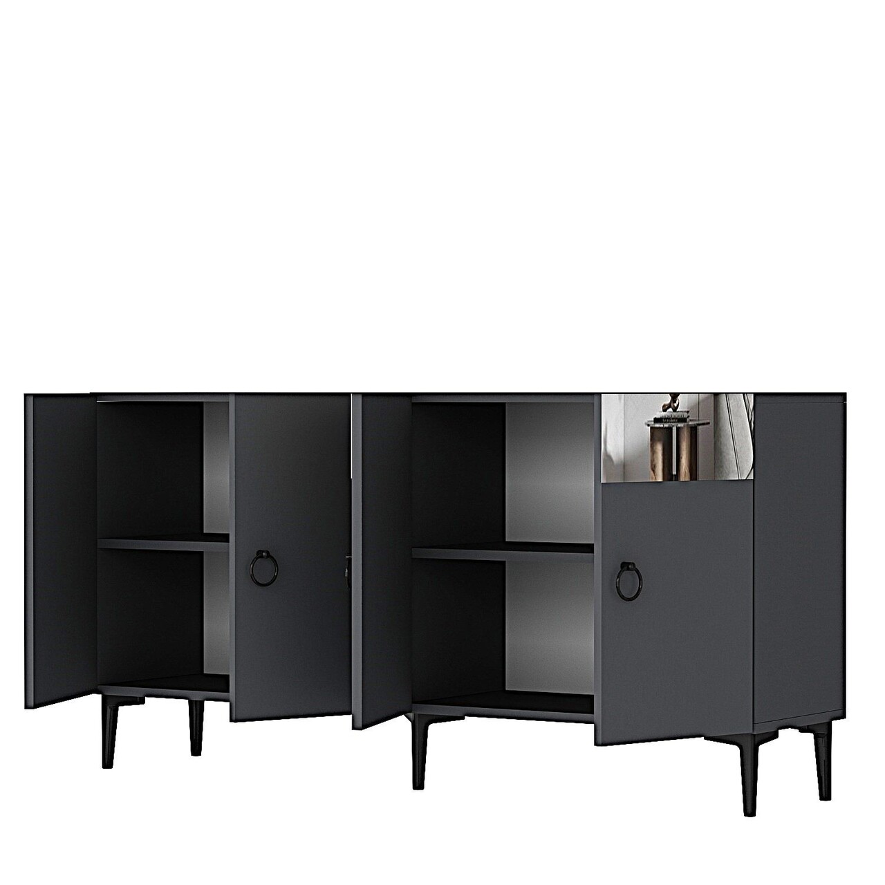 Consola, Hanah Home, Gama 150, 150x75x32 cm, PAL , Antracit / Argintiu - view 5