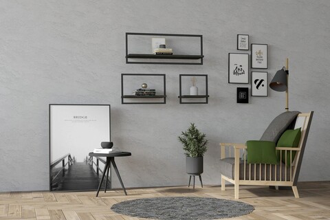 Raft de perete, asse home, yeso, antracit