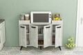 Dulap multifunctional, Coraline, Visar, 120x88 cm, PAL, Gri/Alb