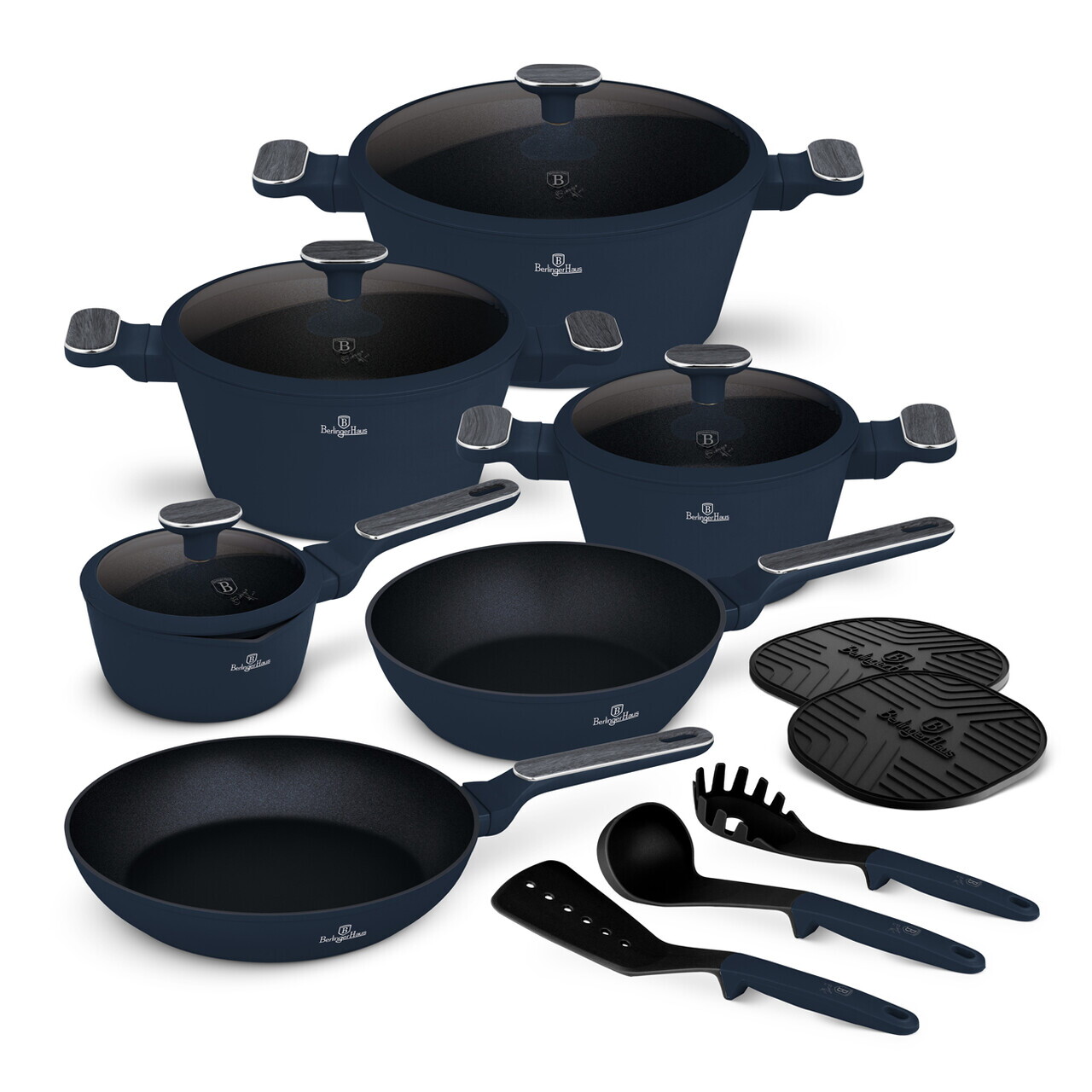Set pentru gatit Berlinger Haus, Deep Sea, 15 piese, aluminiu forjat, albastru mat/gri - imagine 3