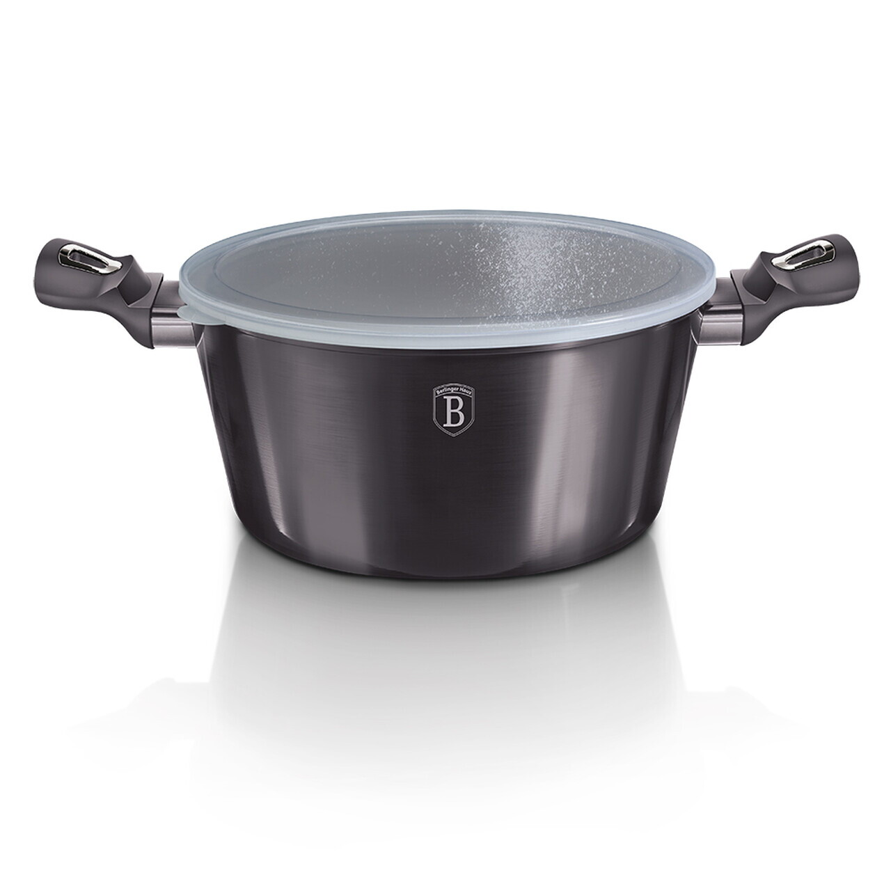 Oala cu capac Berlinger Haus, Carbon Pro, 30 cm, 8 L, aluminiu forjat, gri inchis - imagine 5