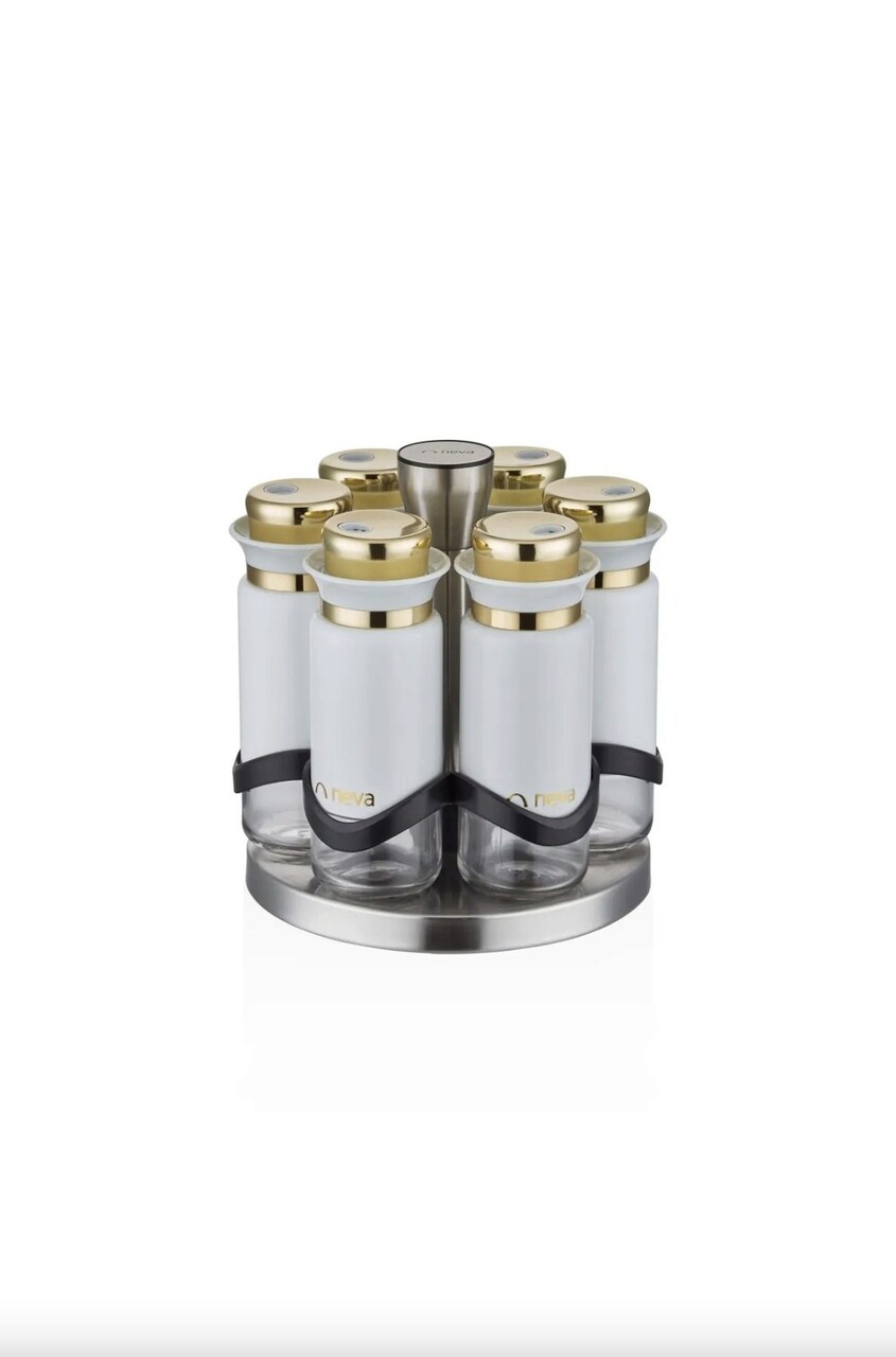 Set recipiente pentru condimente, Dynasty, 960DYN1921, Inox , 4 x 4 x 13 cm, Alb