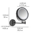 Oglinda decorativa cu LED Lumi, Wenko, 25.5x4-35x32 cm, metal, negru