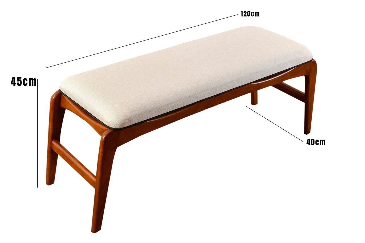 Banca, Vow Chair, Touch Bench, 120x40x45 cm, Lemn de carpen, Maro/Crem