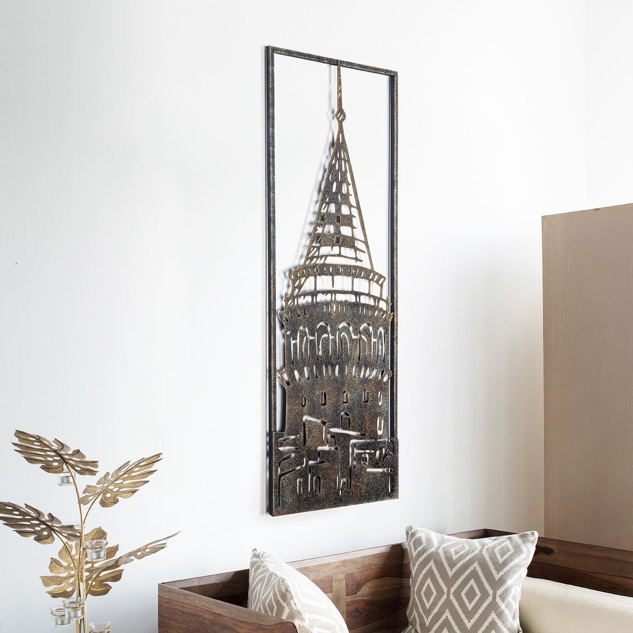 Decoratiune de perete, Galata Tower, Metal, Grosime: Tablă metalică 1,2 mm, Vintage