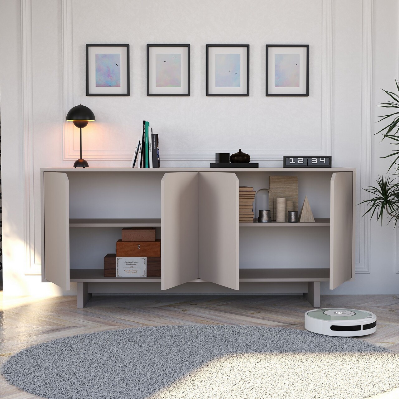 Consola, Hanah Home, Oz, 180x80.6x40 cm, Bej - view 3