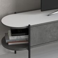 Comoda TV, Decortie, Otis, 160 x 45 x 35.6 cm, pal melaminat, gri/alb