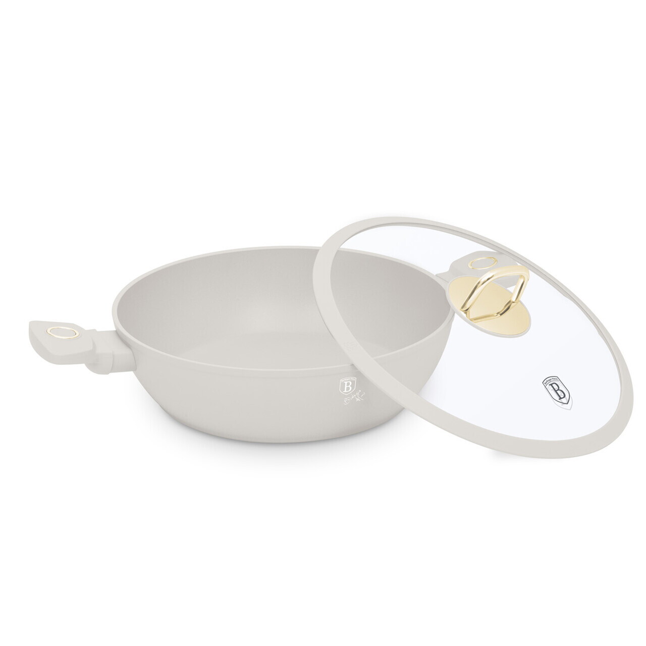Oala cu capac Berlinger Haus, Sahara, 28 cm, 3.8 L, aluminiu forjat, crem mat - imagine 4