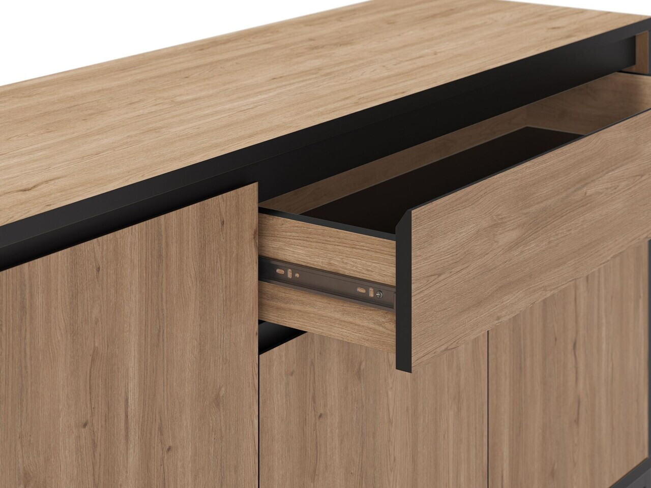 Consola, Hanah Home, Lorenza, 180x80x40 cm, PAL, Stejar Sepet / Lemn Negru / Negru — imaginea 5