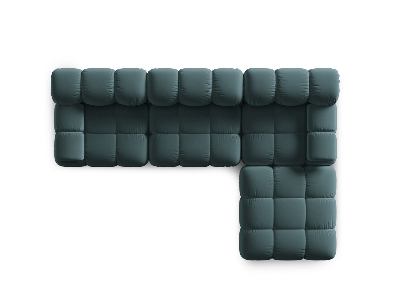 Canapea modulara 4 locuri, Bellis, Micadoni Home, BL, 282x188x70 cm, catifea, albastru petrol