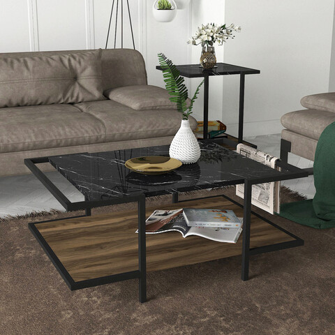 Masuta de cafea, tera home, minerva, 94x40x64 cm, pal, nuc / negru