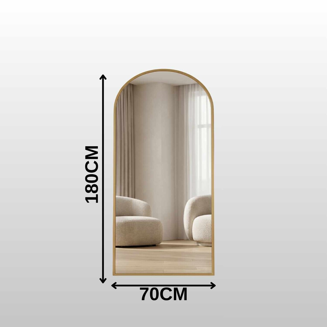 Oglinda Cheval, Hanah Home, Oval 70x180, 70x180x1.5 cm, Auriu — imaginea 3