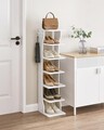 Pantofar ingust, Vasagle Slim, 6 perechi incaltaminte, 30x26.4x110.4 cm, PAL/otel, alb
