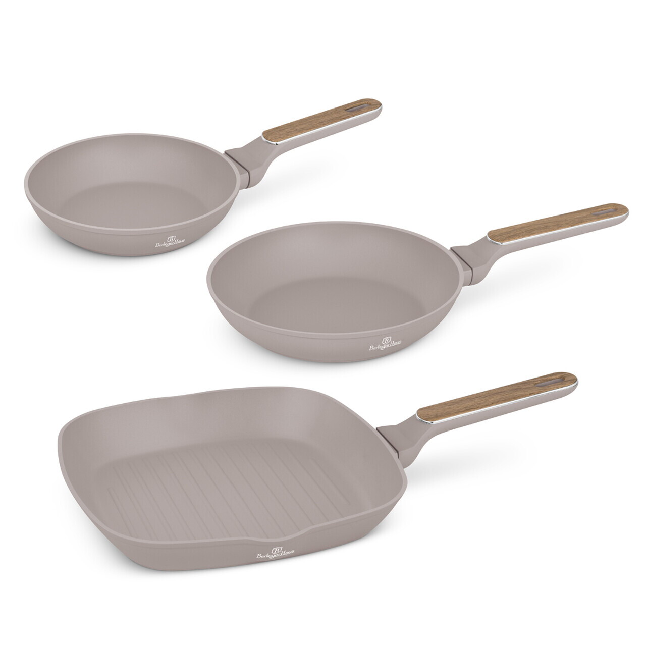 Set 3 tigai Berlinger Haus, Taupe Nordic, 20/24/28 cm, aluminiu forjat, taupe mat/natur - imagine 3