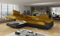 Coltar extensibil stanga 4 locuri, ELTAP, Anton, 272x203x85 cm, lemn/poliester, mustar/negru