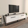 Comoda TV, Zena Home, Astrid, 163.8x46.8x36.6 cm, PAL, Alb/Negru
