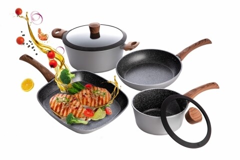 Set de gatit Majestic, Heinner, 6 piese, aluminiu turnat, gri