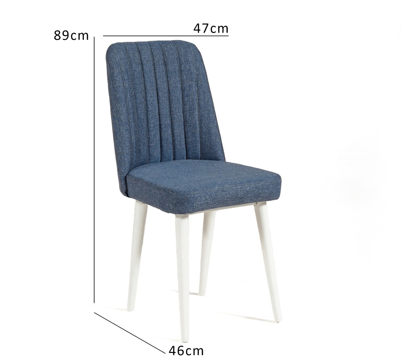 Scaun, Hanah Home, Vina Sandalye Dark Blue, Alb, 47x89x46 cm, Alb/Albastru inchis - imagine 5