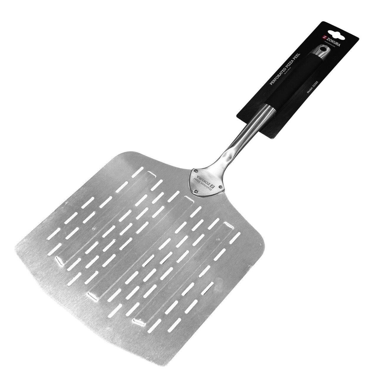 Paleta perforata pentru pizza, 66 x 30 cm, inox - Zokura - imagine 3