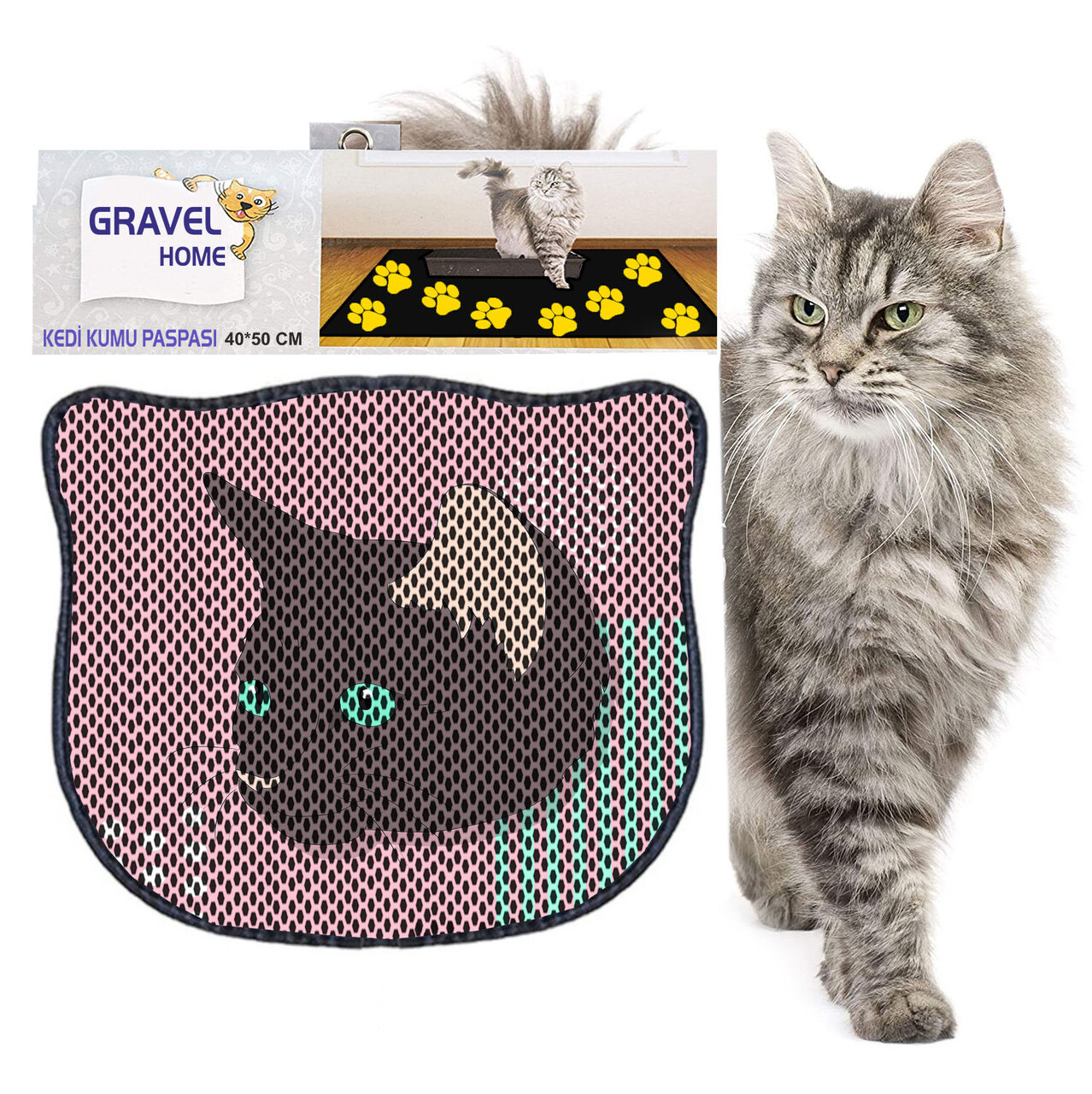 Covoras litiera pentru colectarea granulelor de nisip, Paws &amp; Whiskers, Kdkafa0195, 50% PVC/50% poliester, Multicolor - view 2