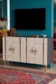 Consola, Hanah Home, Ilay 120, 120x75x32 cm, Antracit / Travertin / Auriu